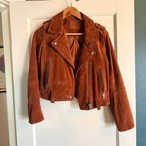 BLANKNYC Rust Suede Moto Jacket Cropped Biker Leather Fall Size Small